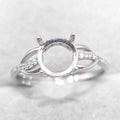 Sterling Silver 8*8mm Semi Mount Ring Empty Frame Blank Support Claw Setting S925 Base Holder Without Center Stone for DIY Inlay