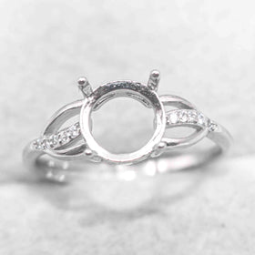 Sterling Silver 8*8mm Semi Mount Ring Empty Frame Blank Support Claw Setting S925 Base Holder Without Center Stone for DIY Inlay