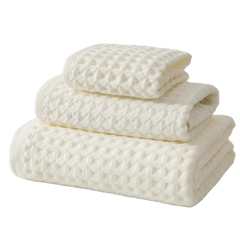 Wholesale Waffle Bath Towels for Bathroom Soft Waffle Weave Bath Towel Set Quick Dry Waffle Bath Hand Towel Washcloths 3 Pcs Set