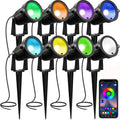 Led Landscape Lighting 10W RGB BT App Controlled Low Voltage Landscape Lawn Lights with Transformer IP66 Waterproof Outdoor