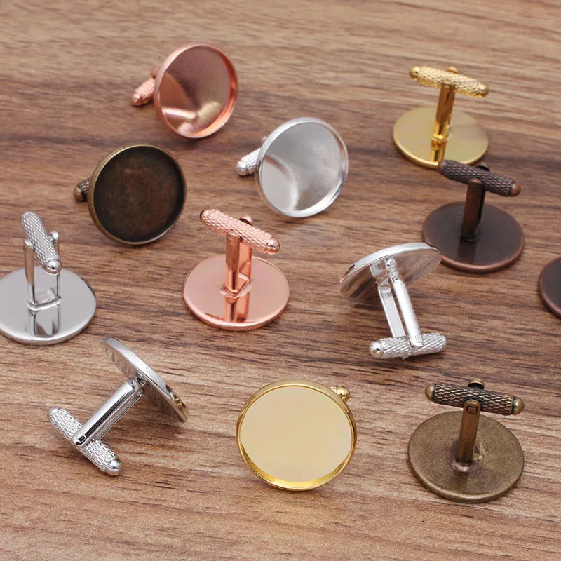 Custom 12mm 14mm 16mm 18mm 20mm Plain Bezel Cabochon Copper Plated French  Brass Bulk Cufflink for Men