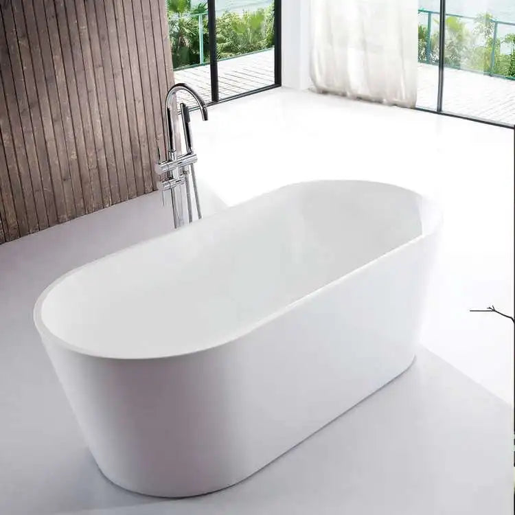 Multi-Color Resin Stone Free Standing Bath Tub Modern Design Solid Surface Acrylic Soaking Bathtub for Bathrooms