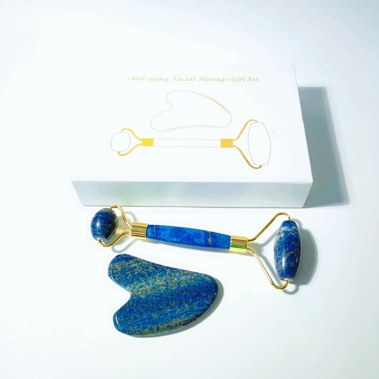 Diy Best Facial Jade Roller Massage Lapis Lazuli Roller Gua Sha Set