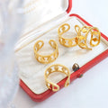 Wholesale Hollow Cuff Ring Fine Gold Plated Stainless Steel Adjustable Rings for Women