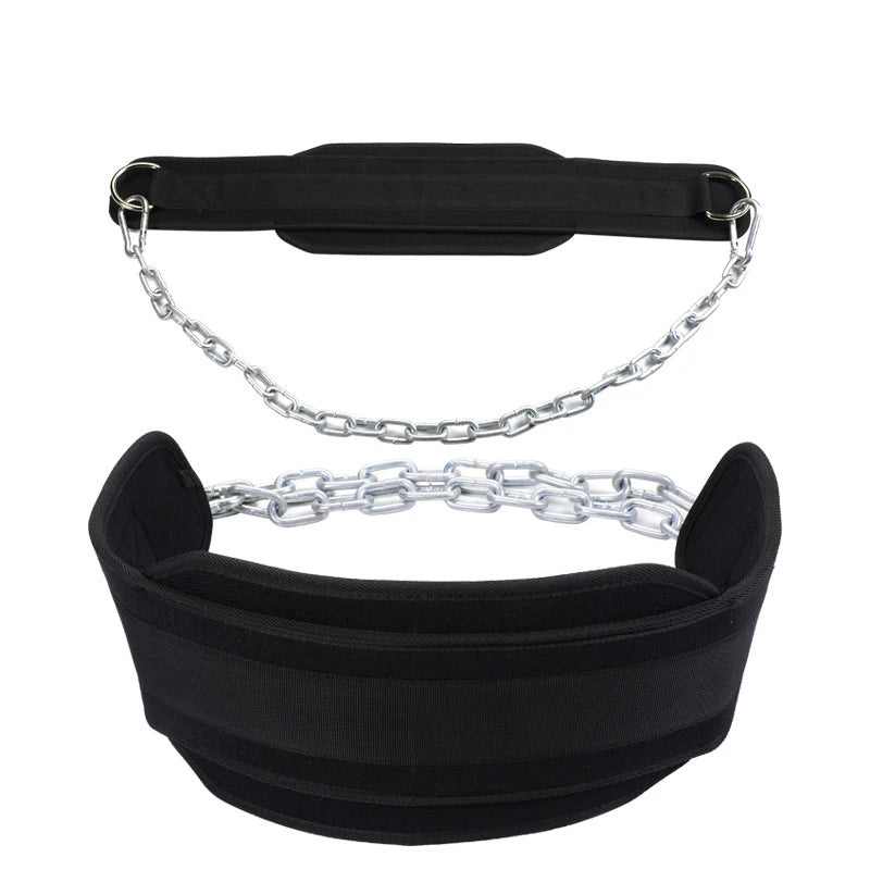 Gym Weighted Buckle Belt Pull-up Chains Fitness Exercise Waist Support Barbell Weightlifting Dip Belt