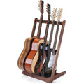 Walnut Wooden Floor Guitar Rack Stand Display for Studio 5 Guitar Stand for Multiples Electric Bass Guitars Rack Holder
