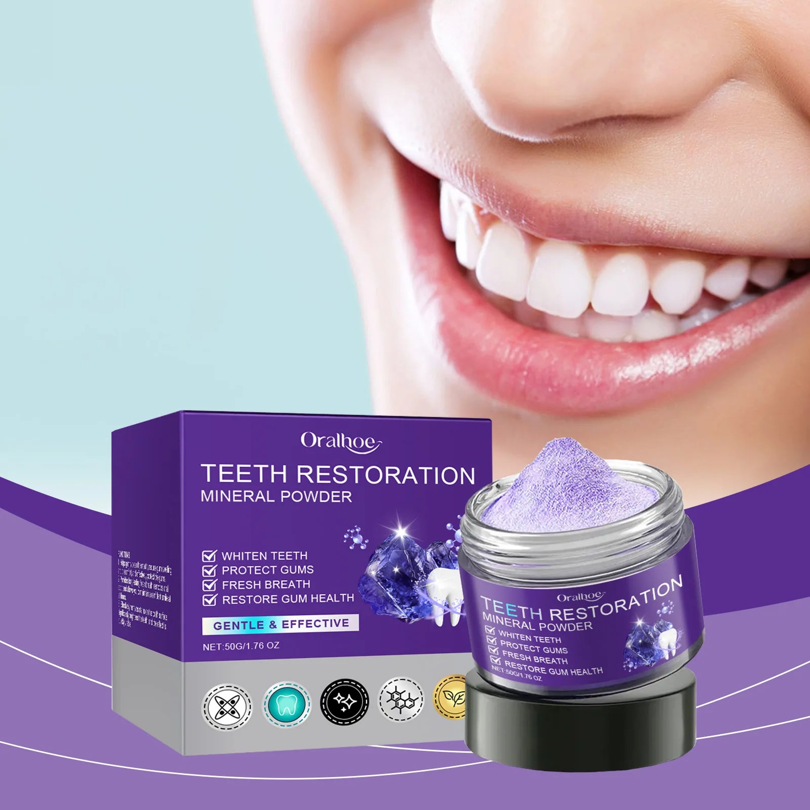 Vegan Brightening Tooth Powder for Teeth Whitening Removes Yellow Stains Freshens Breath Wholesale Fresh Colour Plastic
