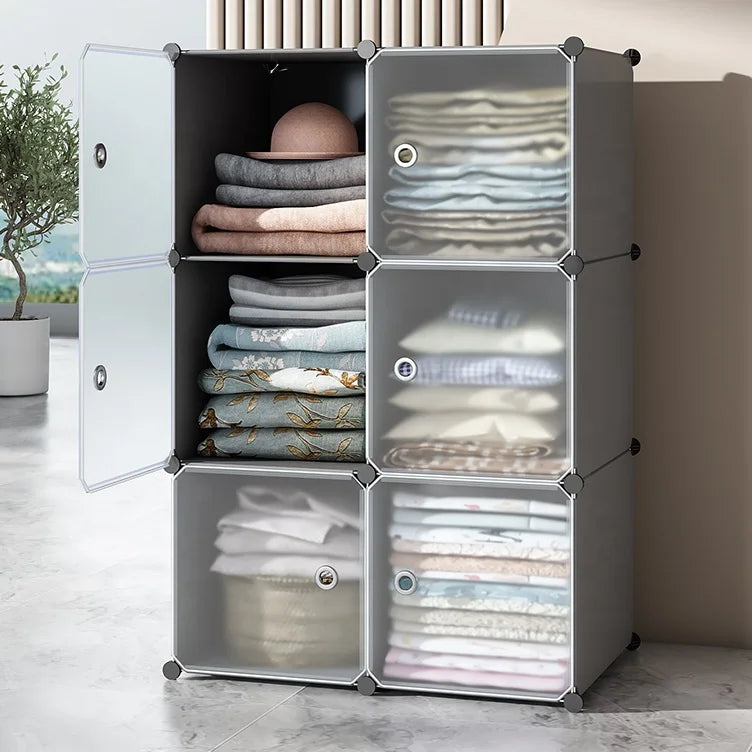 Modern Portable Foldable Extendable Plastic Wardrobe for Bedroom Dining Living Room Storage with Doors