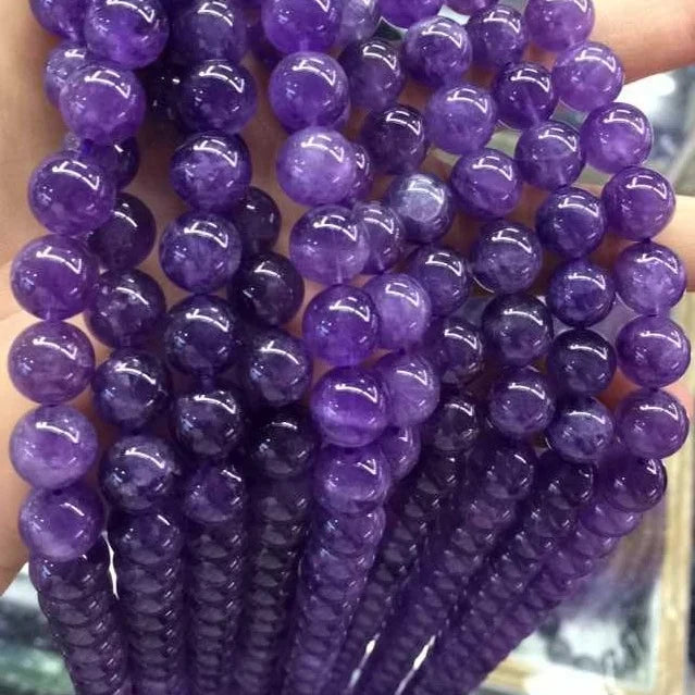 Wholesale Round Stone Beads 6mm 8mm 10mm Natural Amethyst Stone Beads Strand for Bracelet Necklace Making