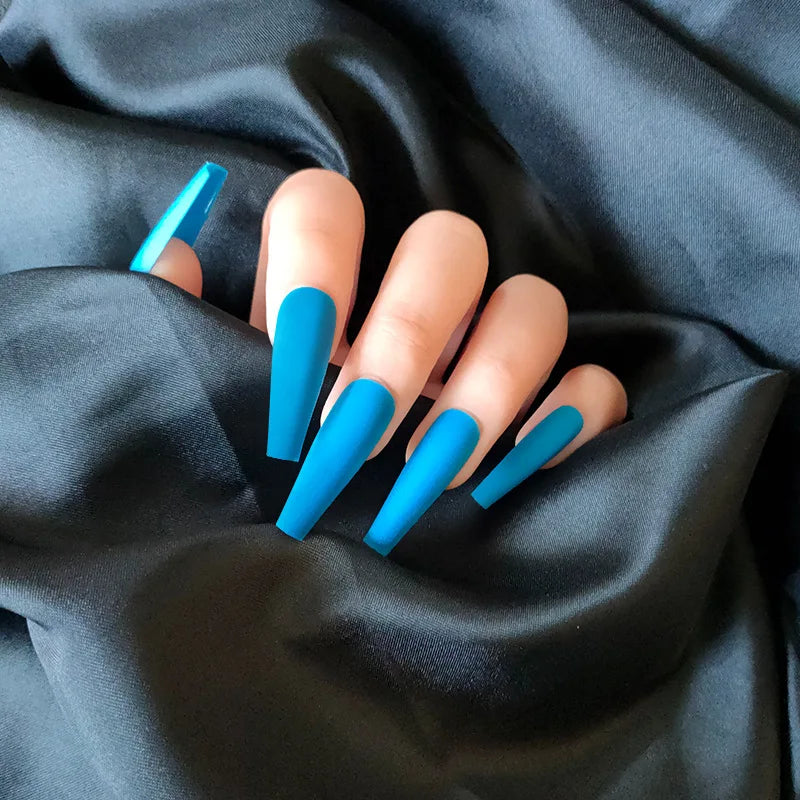 Hot Nail False Nail Tip Full Cover extra Long Matte Coffin Press on Artificial Fingernails Ballerina Fake Design Nails Tips Set