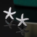 Huitan Dainty Vivid Starfish Full Zircon Stud Earrings Daily Fashion Girls Women Bling Bling Star Earring Lovely