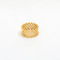 Fenny 18K Gold Plated Wholesale Waterproof Wide Hollow Small Bead Matrix Pave Stainless Steel Finger Ring Trendy for Women