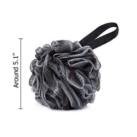 Factory Direct Sale Large 50 Grams Black Color Exfoliating Body Bath Pouf Ball Charcoal Infused Sponge Puff Wholesale