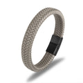 Trendy Jewelry Custom Leather Bracelet Woven Men Bracelet Magnetic Clasp