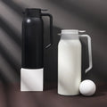White Black 1.5L Double Layer Thermo Mug Stainless Steel Vacuum Cup 24 Hours Flask Water Bottle Cup for Baby Outdoor Home Travel