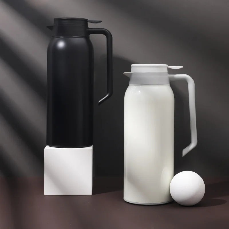 White Black 1.5L Double Layer Thermo Mug Stainless Steel Vacuum Cup 24 Hours Flask Water Bottle Cup for Baby Outdoor Home Travel