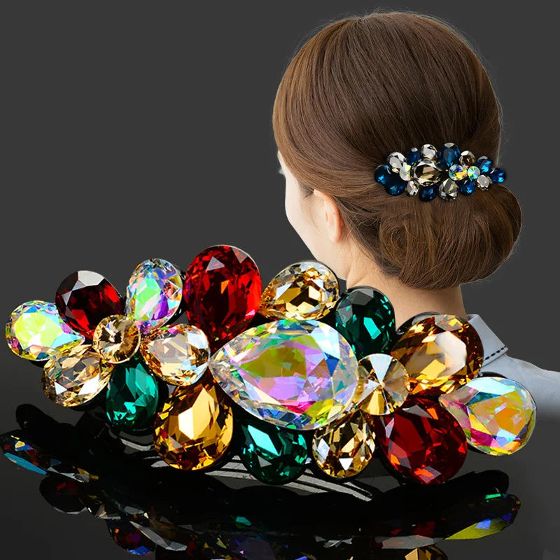 Hot Sale Women Colorful Rhinestone Hair Clip Hairpin Accessories Woman Luxury Fashion Crystal Metal Spring Hairgrips Hair Clips