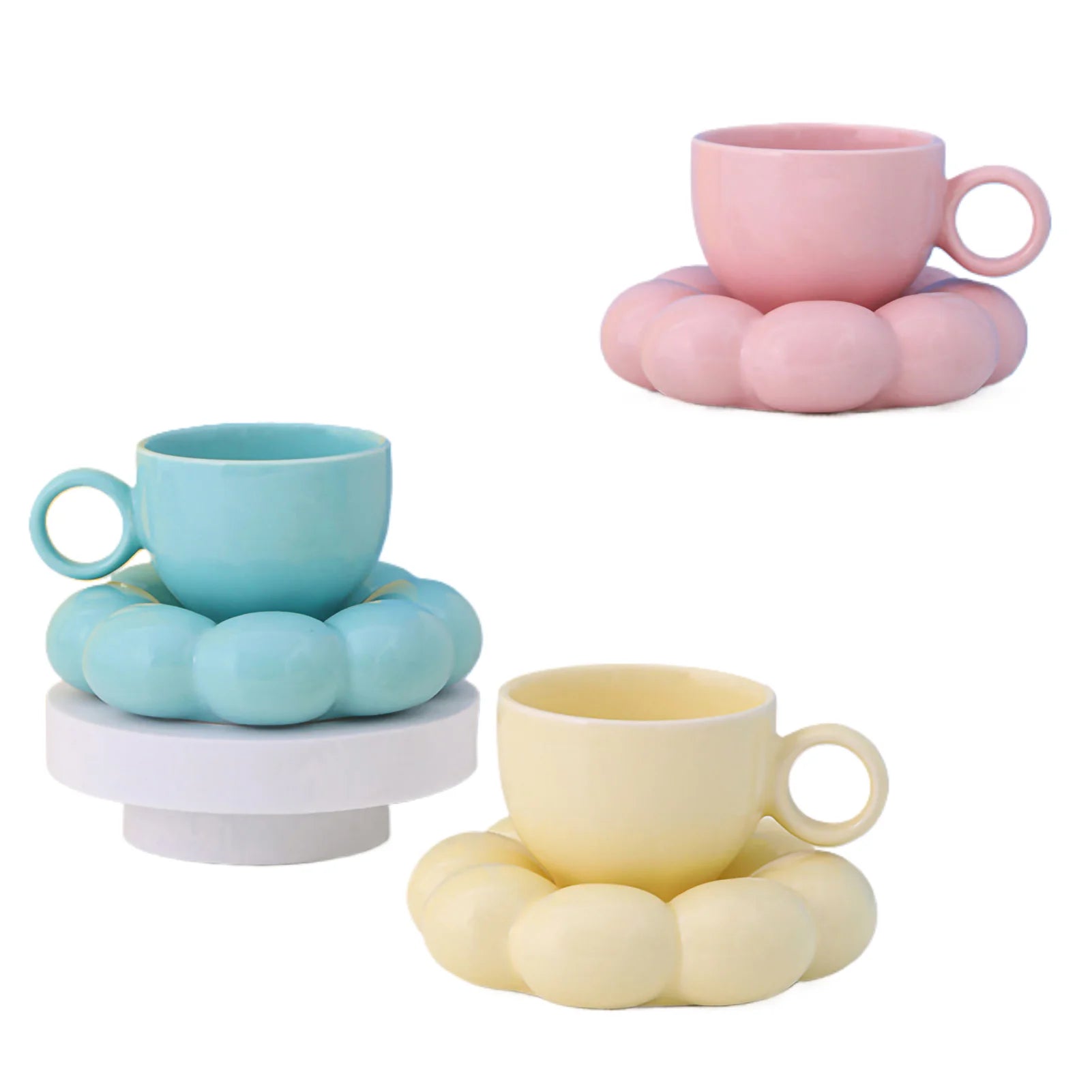 Ceramic Mug Cute Cloud Decorative Plate Coffee Cup Set Creative Ceramic Cup Gift Box Modern Living Room Home Decoration