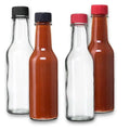 5 oz 150ml Clear Round Glass Hot Sauce Woozy Bottle with Black Red Cap
