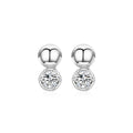Fashionable Women's 925 Sterling Silver Ball Earrings with Zircon Trendy Crystal Stud Earrings