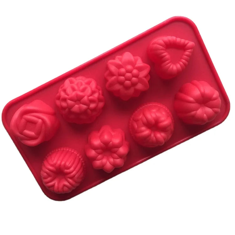 Saffron 8 Mixed Designs Flower Silicone Moulds for Baking Candies & Chocolate Flowers Welcome OEM/ODM for Artificial Flowers