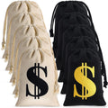 9 X 6.3 Inches Canvas Money Bag  Costume Pouch Dollar Sign Sack Prop  Toy Party Favor Bank Robber Pirate Cowboy Cosplay Theme