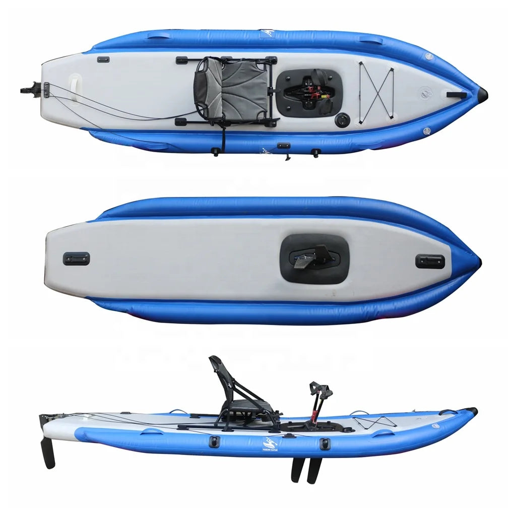 Vicking 12ft Single Sit-On-Top Inflatable Fishing Kayak 3.6m Length with Pedal Drive Rudder Hot Selling Cheap PVC Hull Material