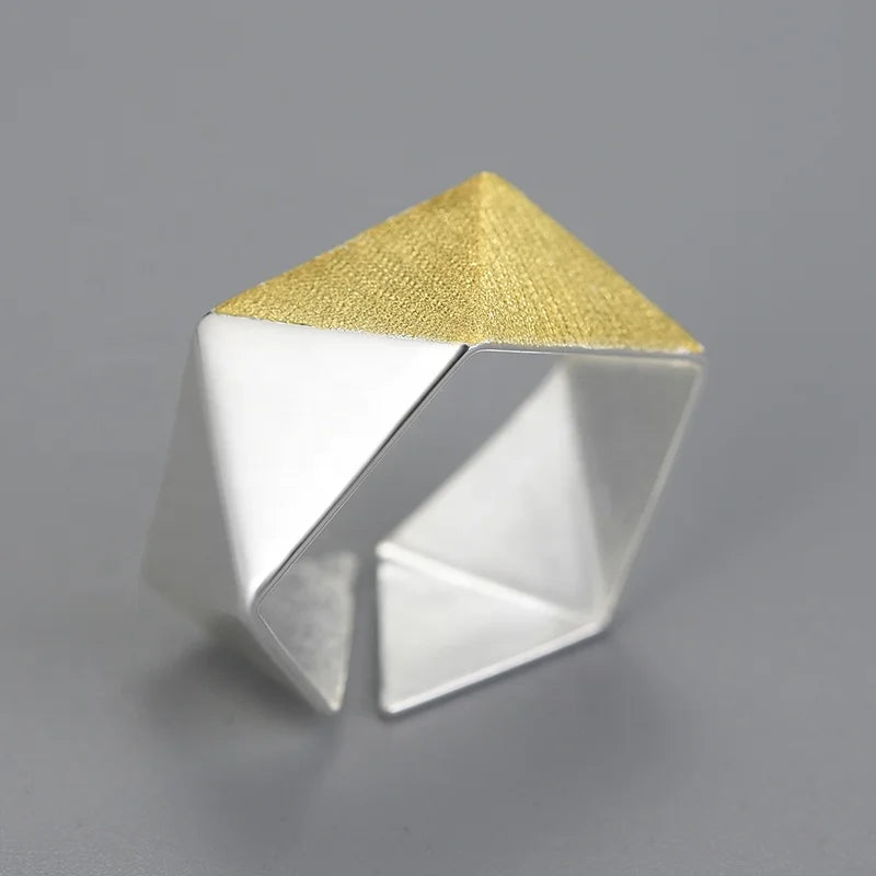 Lotus Fun Lotus Fun 18K Gold Plated  True 925 Sterling Silver Irregular Shape Minimalist Rings Fine Jewelry for Women