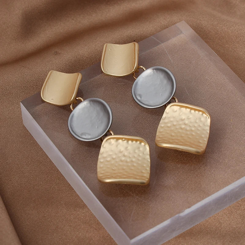 TongLing European Zinc Alloy Fashion Mix Color Luxurious Earring Vintage Rhombus Drop Dangle Earrings for Women