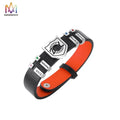 Personalized Customized Name Engraved Leather Shield Bead Birth Stone Charm Bracelet for Men