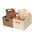 Brown and Natural Color Pine Wood Organizer Open Box Wooden Storage Container with Handle for Bathroom and Kitchen  Organizer