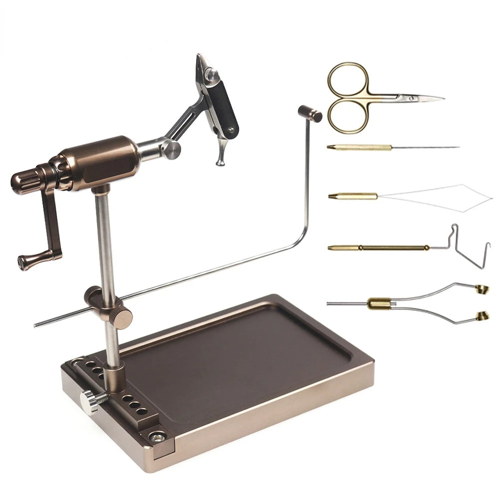 360 Degree Rotary Fly Tying Vise Adjustable Base Fly Fishing Equipment Artificial Flies Making Tool Lure Maker Tackle Kit Metal