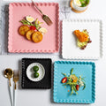 Noric 6 8 10 Inch White Tableware Sets Ceramic Square Plates Kitchen Dinner Charger Pizza Plates Decorative Plates
