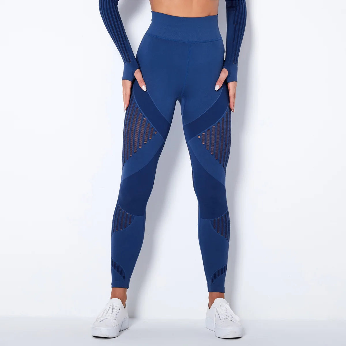 Women's Breathable Seamless Yoga Leggings Wholesale Fitness Hollow Out Running Sport Pants for Workout