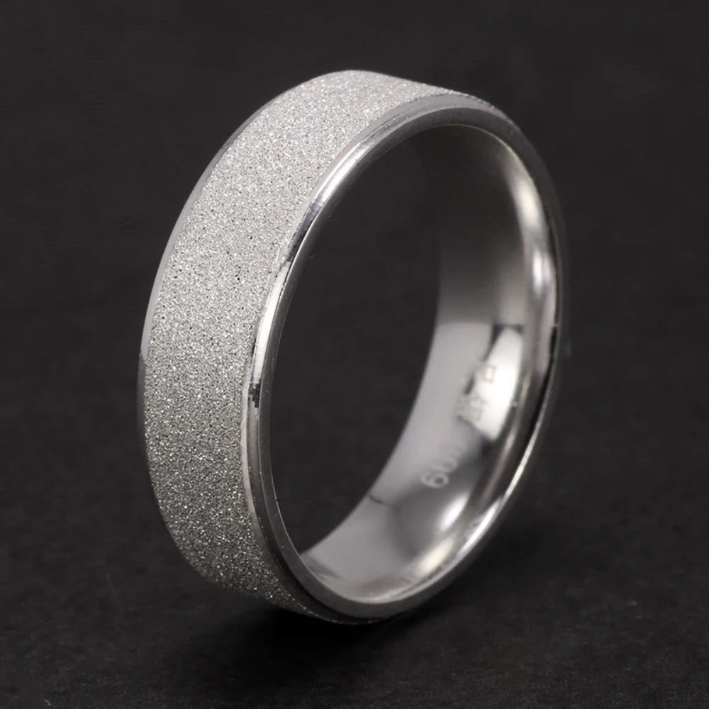 Real Pure 925 Sterling Silver Rings for Women and Men Rough Surfaced Shinning Simple Couple Ring Wedding Band for Lovers