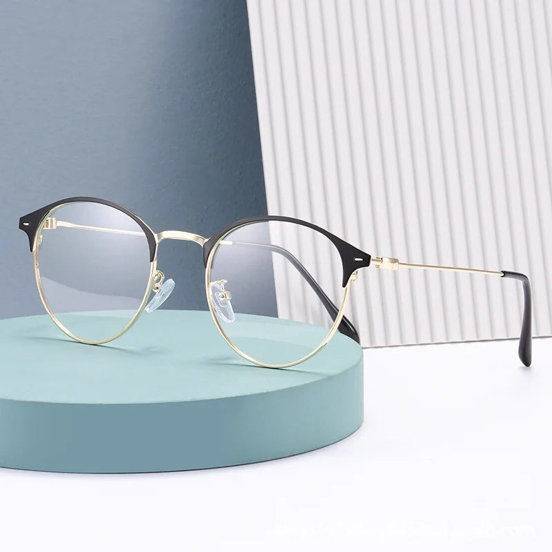 Photochromic Glasses Spectacle Frames Brand Eye Glasses Optical for Men Anti Blue Light Spectacle Frames Metal Round Glasses