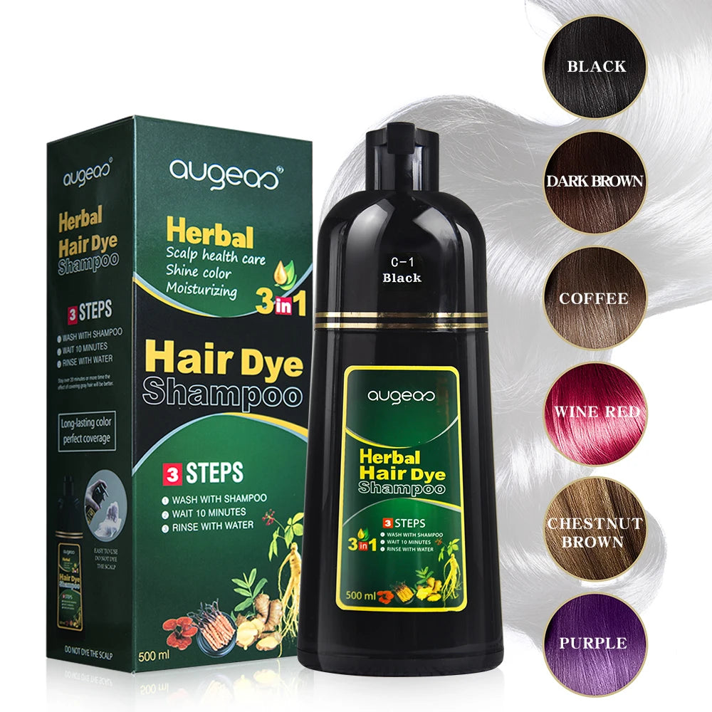 Oem Natural Herbal Ginger Permanent  Fast Magic Dye Black Hair Shampoo