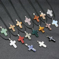 Wholesale Natural Stone Opal Amethyst Crystal Cross Pendants Diy Necklace Travel Commemoration Pendant Charm