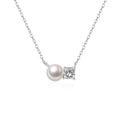Wholesale Ladies Jewellery Single Imitation Pearl Pendant Necklace with Solitaire CZ Diamond N083-M