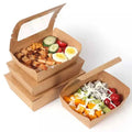 Disposable Kraft Paper Box With Clear Plastic Lid Takeaway Sushi Catering Featuring for Food Use Box Disposable bowl