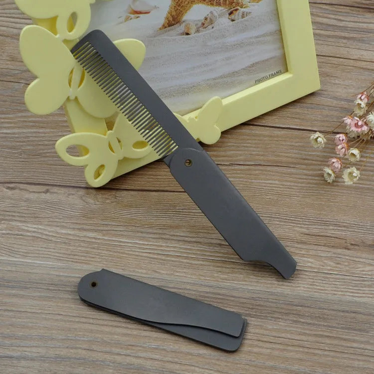Factory Custom Metal Comb Portable Folding Comb Men's Small Gift Titanium Beard Comb