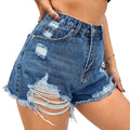 Casual Hot Summer Style Woven Wide Leg Regular Short Jeans for Girls High Waist Loose Ripped Denim Button Washable