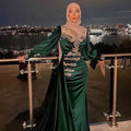 Jancember LSCZ227 Fashion Long Satin Green Bridal Elegant Dresses Women Evening for Party