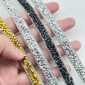 Hot-Fix Gold Resin Rhinestone Applique Ribbon Shinning ABS Crystal Diamond Roll for Hats Pointback Motif Rhinestones Style