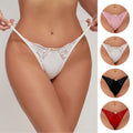 Sexy Charm Lace Stitching Thong Flower Decoration Solid Color Comfortable Underwear Ladies Thong