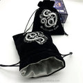 Black Velvet Dice Pouch With Silver StampedSatin Lining Velvet Dice Bags
