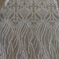 New Style 100% Polyester Eco-Friendly White Bridal Embroidered Beaded & Sequined Lace Mesh Fabric XM-BF0535