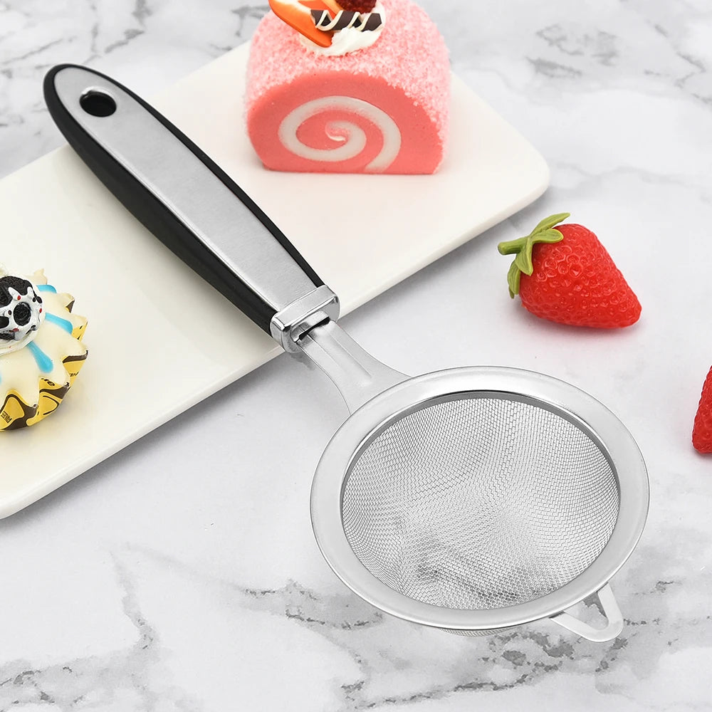 Stainless Steel Fine Mesh Strainers Spoon Flour Mesh Thickened Handle  Spoon Tea Net Juice Soy Milk  Filter Spoon Kitchen Tools