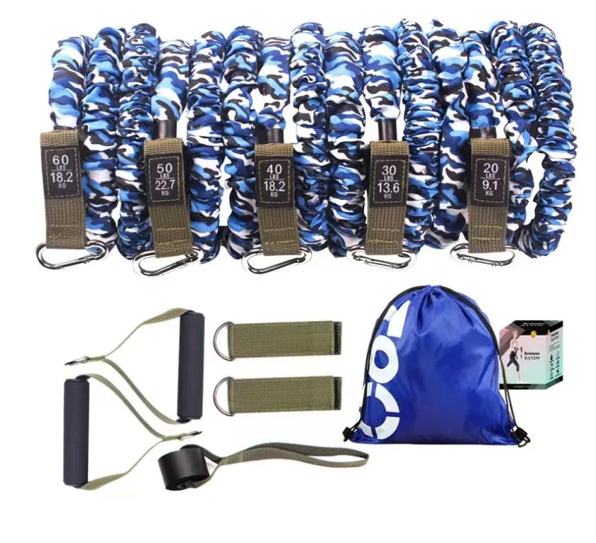 11pcs Anti-Breaking Latex Resistance Exercise Bands Set Heavy Duty Protective Nylon Sleeves with Anti-Snap Feature for Workout