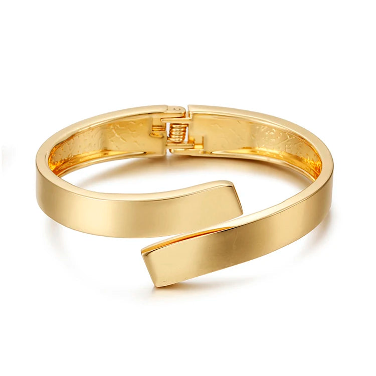 Fashion Minimalist Bangle Bracelet Gold Plated Chunky Asymmetric Opened Cuff Bracelet for Women
